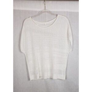 Eileen Fisher Sweater Womens Medium White Organic Linen Knit Pullover Top Casual